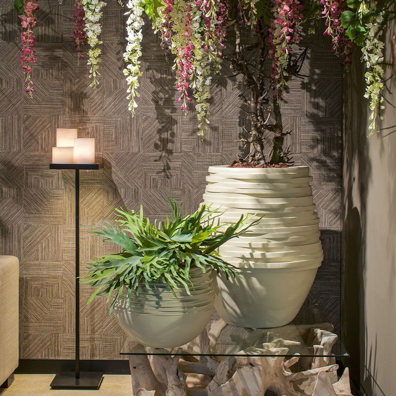 LYNAA XL bloempot gebroken wit plantenpot hoog design 80cm