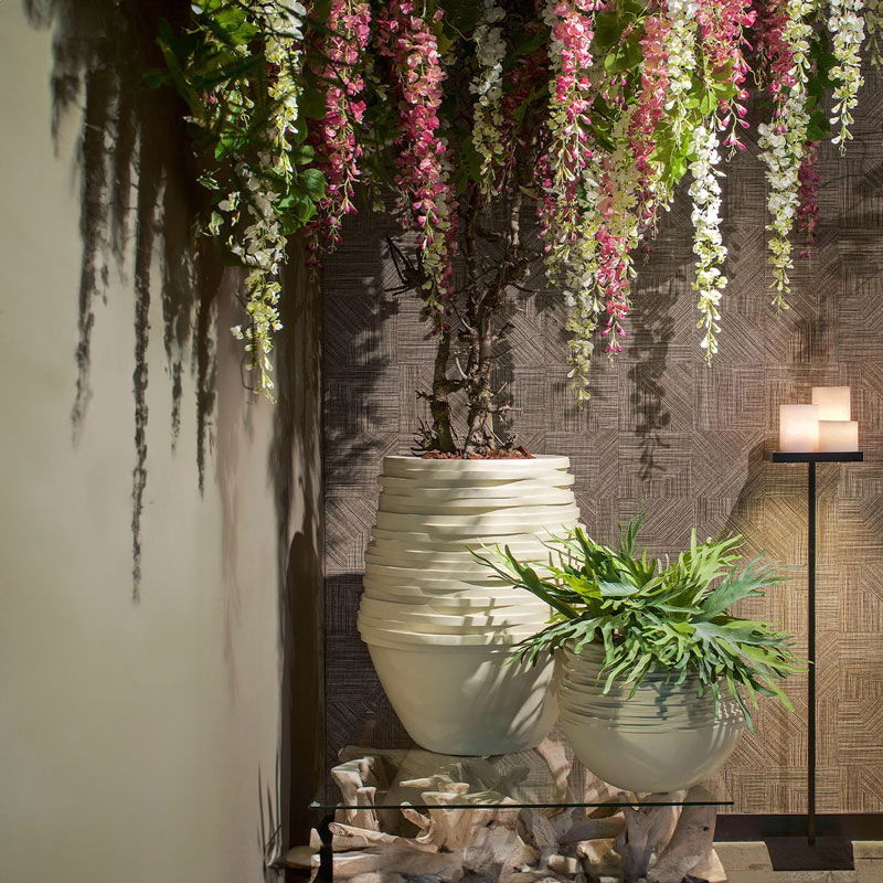 LYNAA XL bloempot gebroken wit plantenpot hoog design 80cm