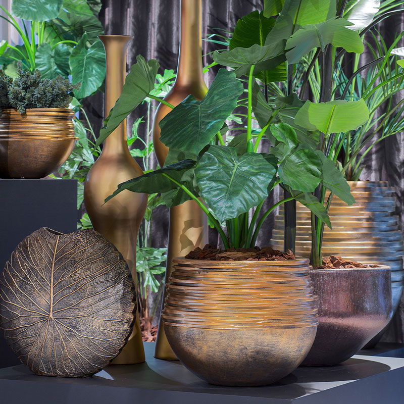 LYNAA design plantenbak bloempot goud metallic 65cm breed