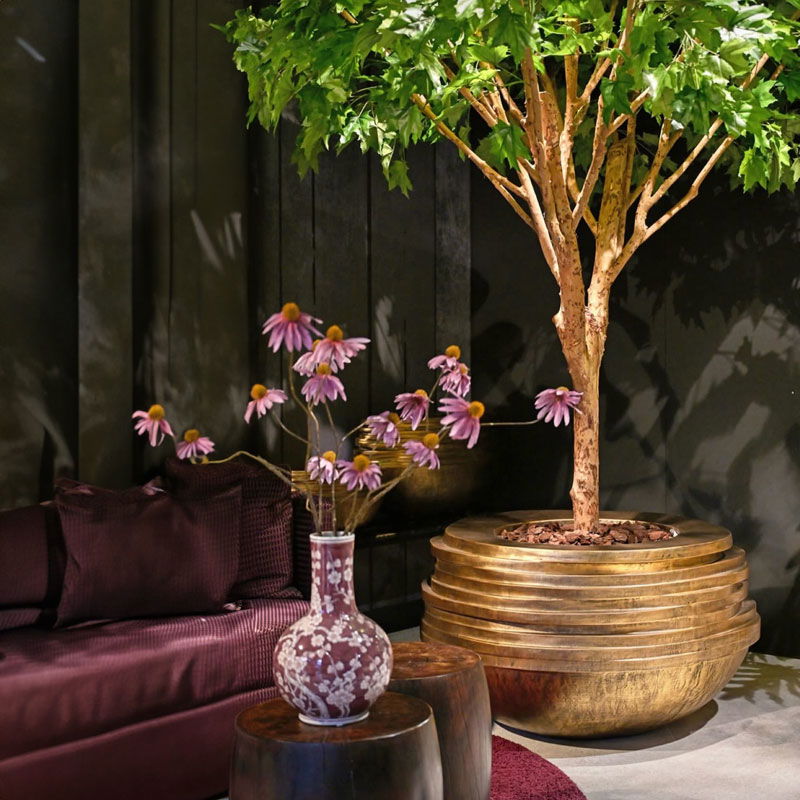 LYNAA XL grote design plantenpot plantenbak goud metallic 85cm breed