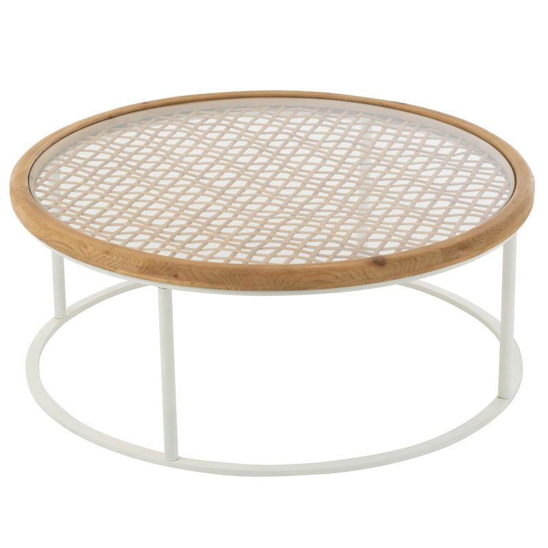 MOLII salontafel plantentafel Ibiza wit met houten rattan rotan 90cm breed