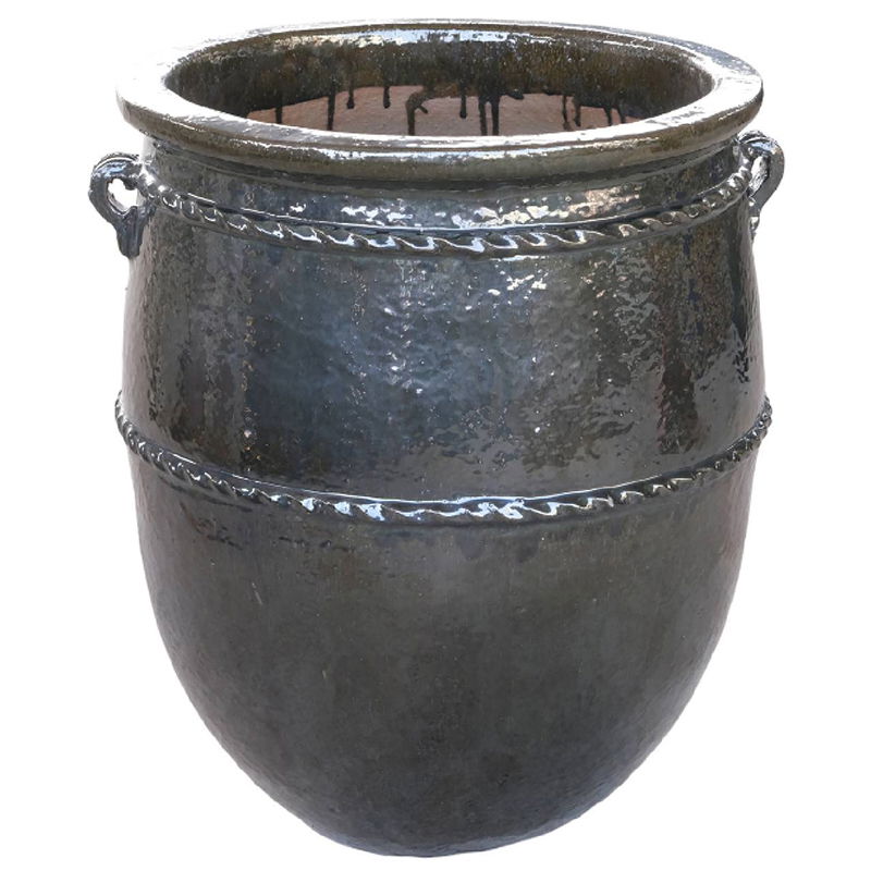 VESPER hoge bloempot plantenbak voor buiten metallic nachtblauw 72cm