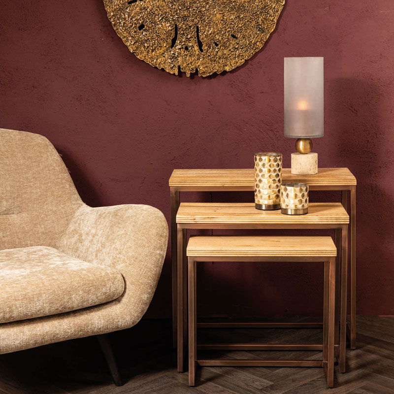 LEVEE bloempot op poten vaas op marmer voet goud travertin 50cm