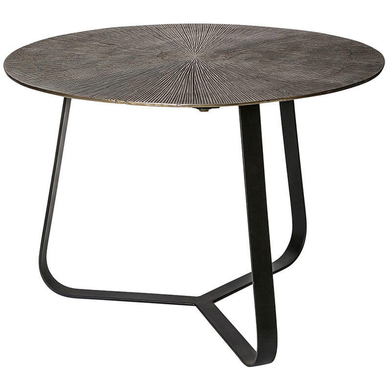 RIVAA goud metalen bijzettafel plantentafel met zwarte poot 60cm breed