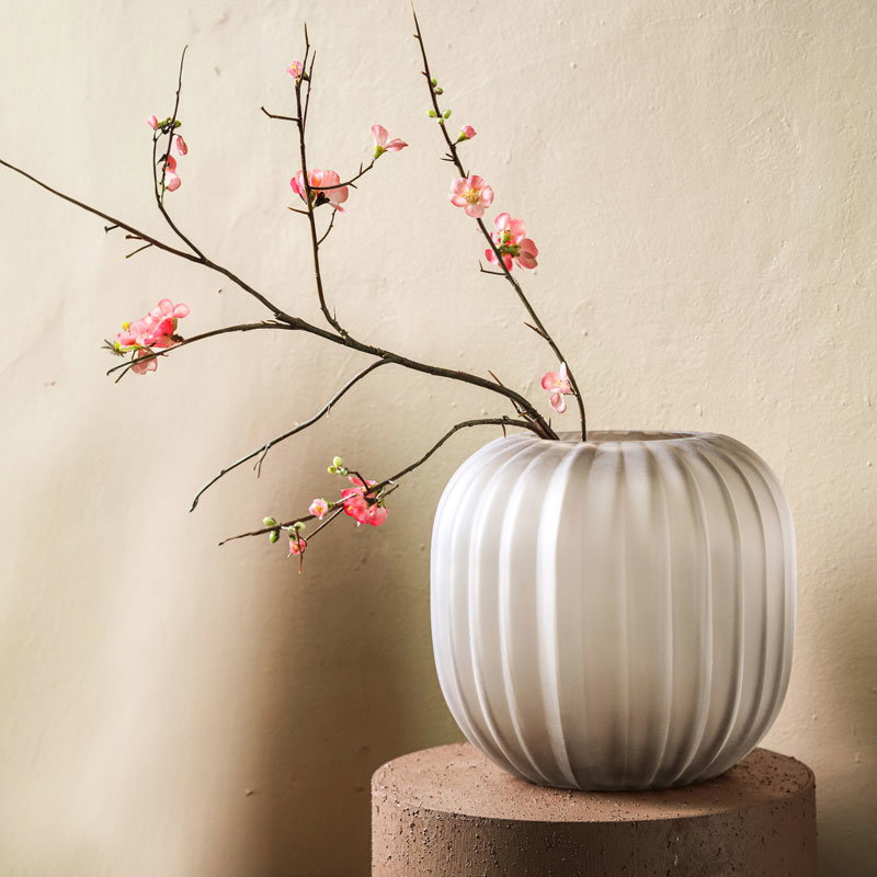 LEVENTE bloemenvaas glazen vaas decoratievaas beige matglas 30cm