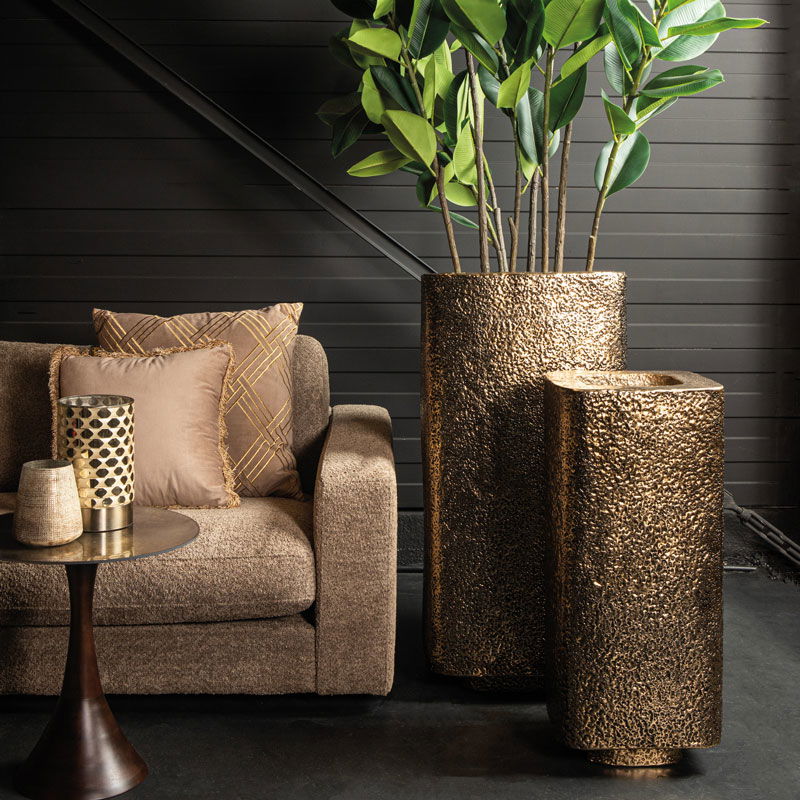 MAREL hoge plantenbakken bloempotten goud metaal 78cm &100cm