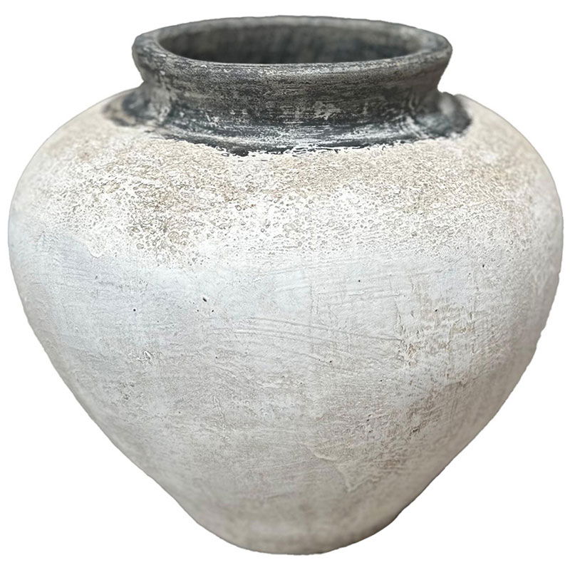 JINSU grote kruik vaas decoratievaas van keramiek wit zwart 50cm breed