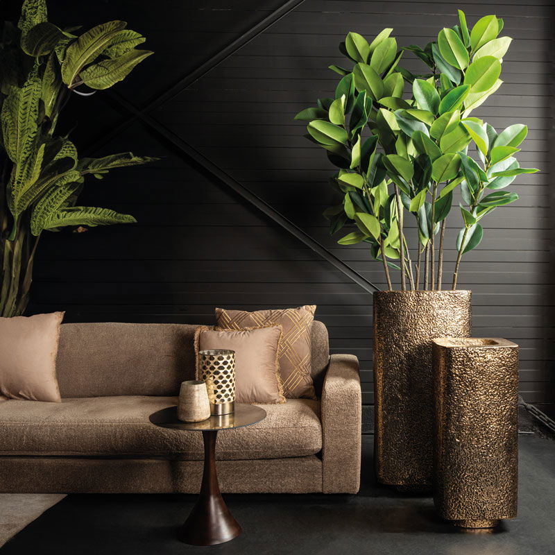 MAREL hoge plantenbakken bloempotten goud metaal 78cm &100cm