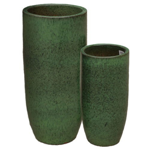 LENYA hoge groene bloempotten set van keramiek voor buiten 70cm