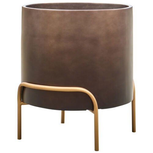 DUOO grote bloempot op poten design taupe brons 53cm