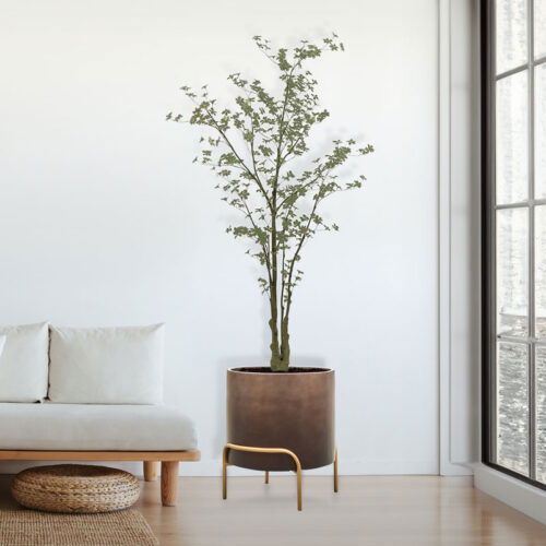 DUOO grote bloempot op poten design taupe brons 53cm