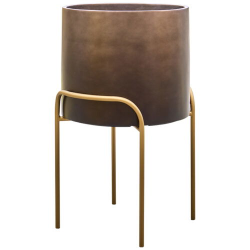 DUOO grote bloempot op poten taupe brons design 76cm
