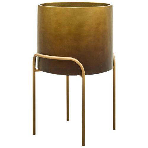 DUOO grote bloempot op poten goud brons design 76cm