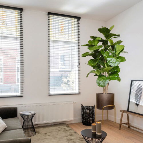 DUOO bloempot op poten in luxe taupe zilver grijs design 62cm