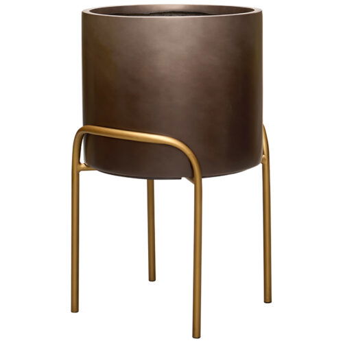 DUOO bloempot op poten in luxe taupe zilver grijs design 62cm