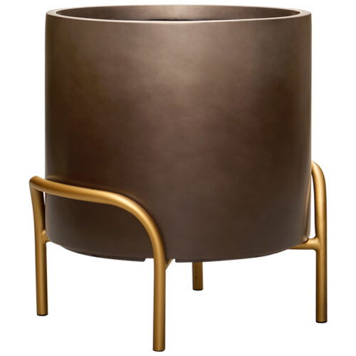 DUOO taupe brons design bloempot op poten 43cm