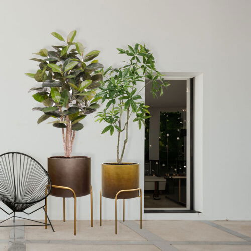 DUOO bloempot op poten in luxe goud design 62cm