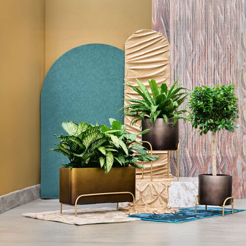 DUOO taupe brons design bloempot op poten 43cm