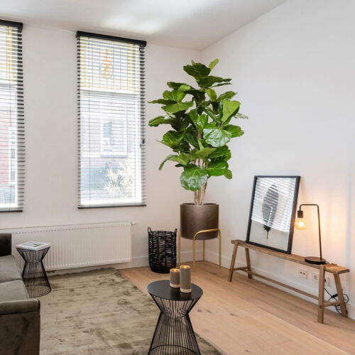 DUOO bloempot op poten in luxe taupe zilver grijs design 62cm