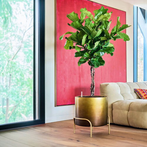 DUOO grote bloempot op poten design goud brons 53cm