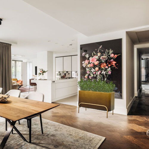DUOO plantenbak op hoge poten in goud brons design 82cm breed
