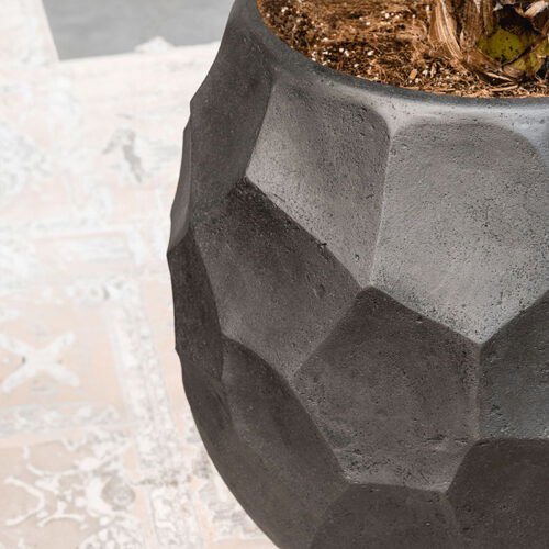 LUX grote design plantenbak bloempot antraciet zwart voor binnen 64cm
