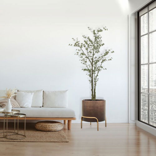 DUOO grote bloempot op poten design taupe brons 53cm
