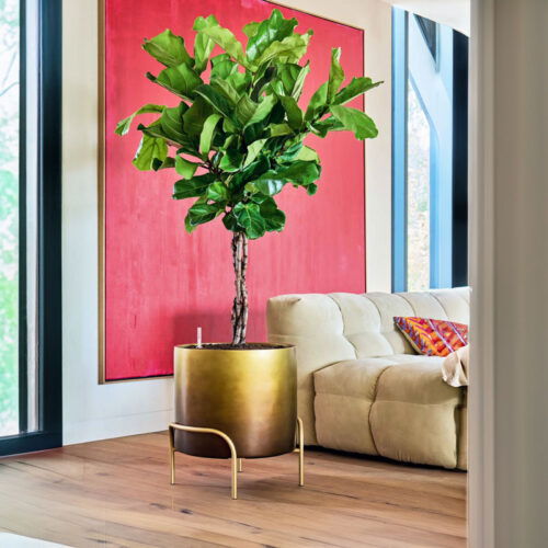 DUOO grote bloempot op poten design goud brons 53cm