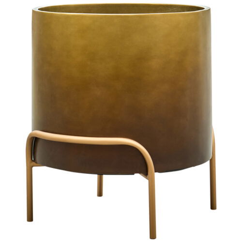 DUOO grote bloempot op poten design goud brons 53cm