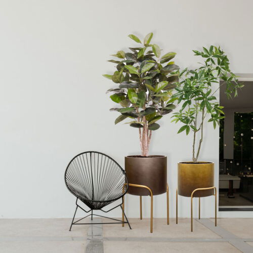 DUOO bloempot op poten in luxe goud design 62cm