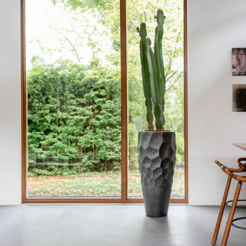 LUX grote design bloempot vaas hoog zwart antraciet voor binnen 110cm