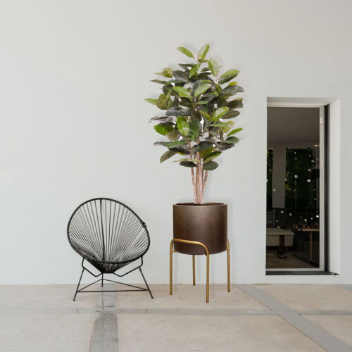 DUOO grote bloempot op poten taupe brons design 76cm