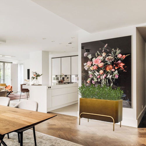 DUOO plantenbak op hoge poten in goud brons design 82cm breed