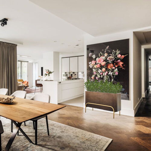 DUOO plantenbak op hoge poten in taupe brons design 82cm breed