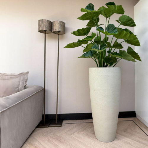 LENA grote bloempot vaas beige grijs voor binnen en buiten 100cm