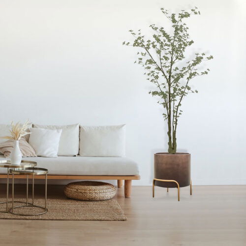 DUOO taupe brons design bloempot op poten 43cm