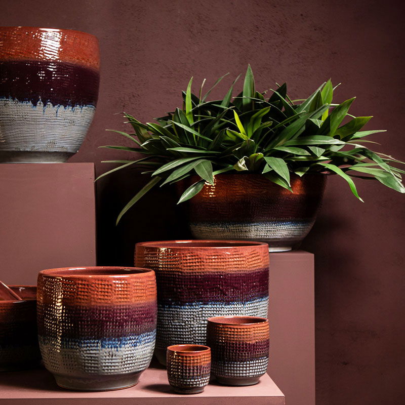 ELANA grote bloempot bowl bonsai schaal terra paars blauw 50cm breed