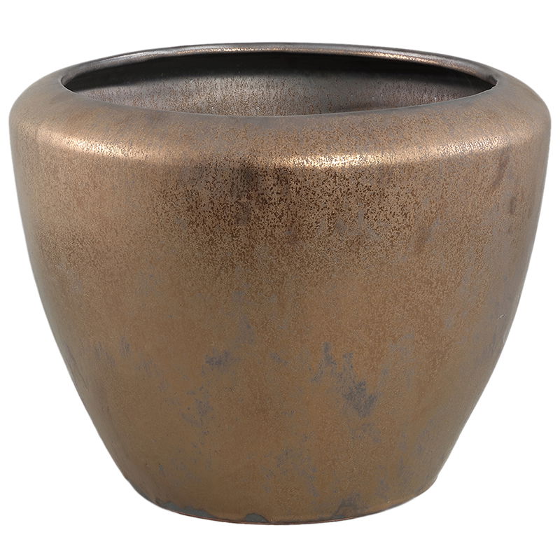 ZIAA bronskleurige bloempot plantenpot keramiek voor buiten 39cm breed