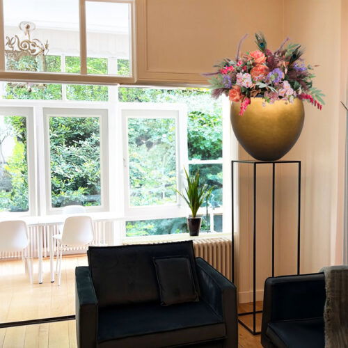 MAXIM grote goud brons design bloempot vaas 50cm breed