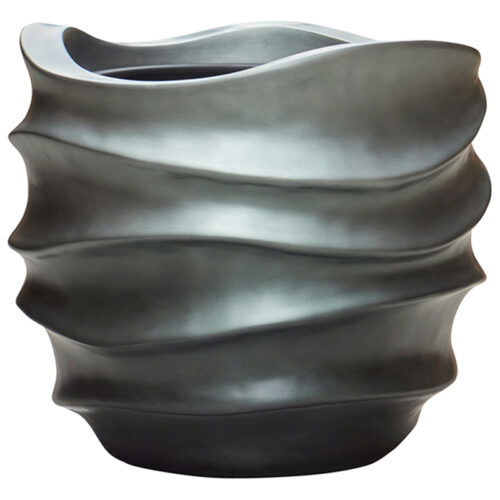 DUOO design vaas bloempot zilver grijs blauw 42cm breed