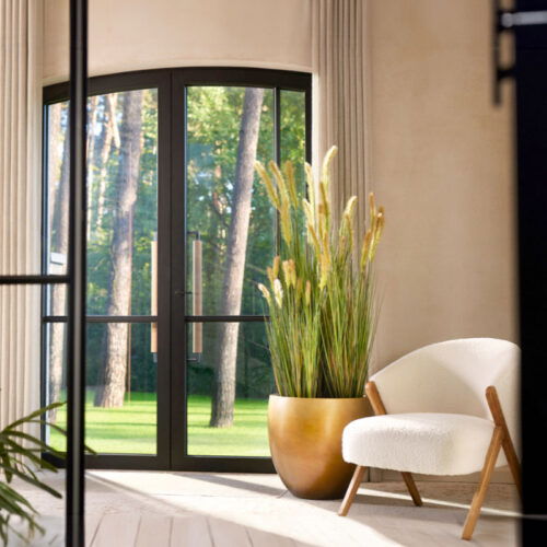 DUOO grote design bloempot goud brons voor binnen 54cm breed