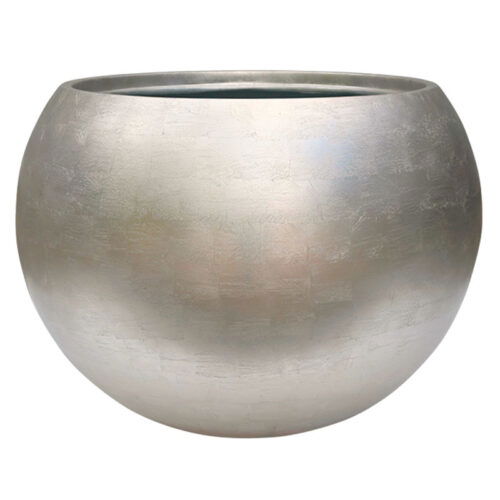 MAXIM grote ronde bloempot champagne zilver 50cm breed