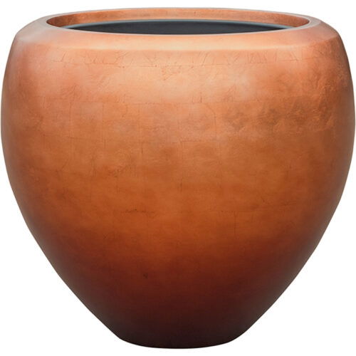 MAXIM grote rood koperen design bloempot vaas 50cm breed