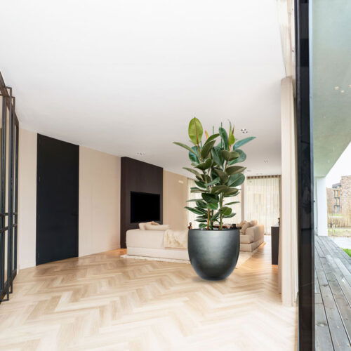 DUOO hoge design bloempot zilver grijs blauw voor binnen 70cm breed