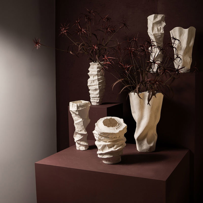 VERUM witte japandi decoratie vaas keramiek aardewerk 38cm