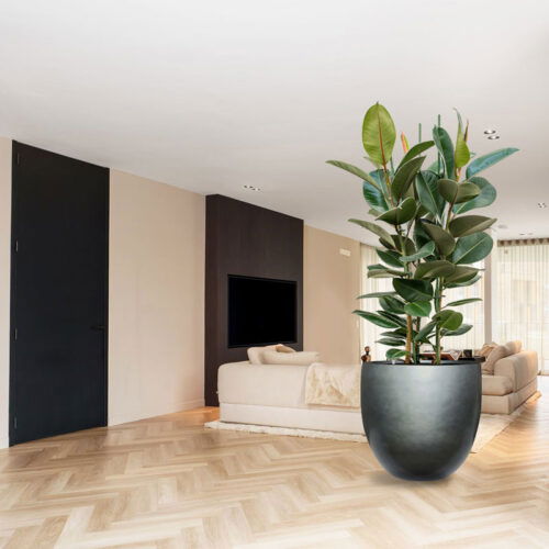DUOO hoge design bloempot zilver grijs blauw voor binnen 70cm breed