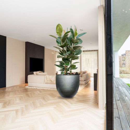 DUOO hoge design bloempot zilver grijs blauw voor binnen 70cm breed