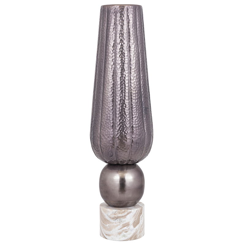 MARIVE luxe design vaas op marmer voet metalen hoge decoratievaas 60cm