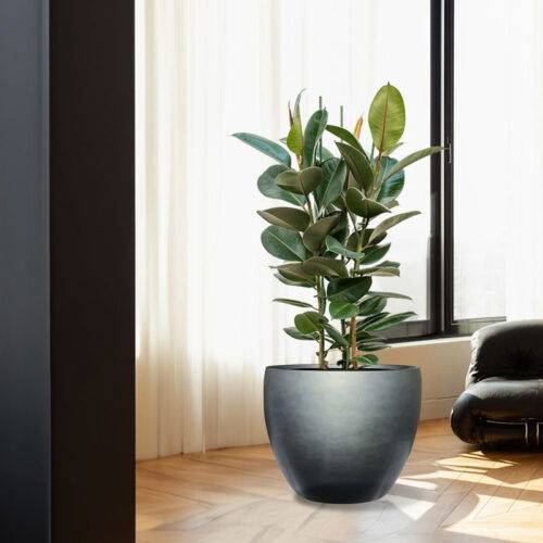 DUOO grote plantenpot zilver grijs blauw voor binnen 70cm breed