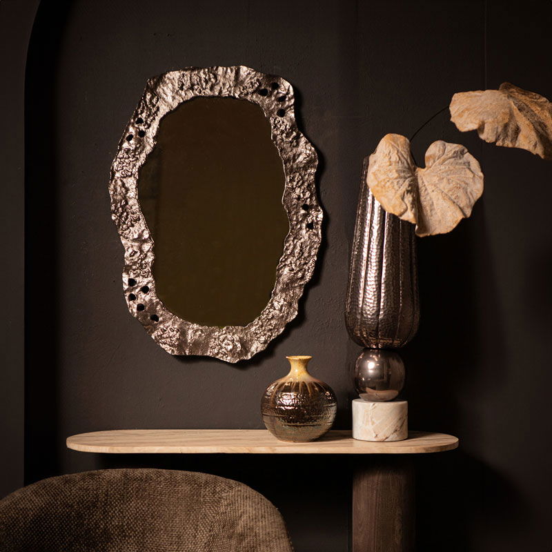 MARIVE luxe design vaas op marmer voet metalen hoge decoratievaas 60cm